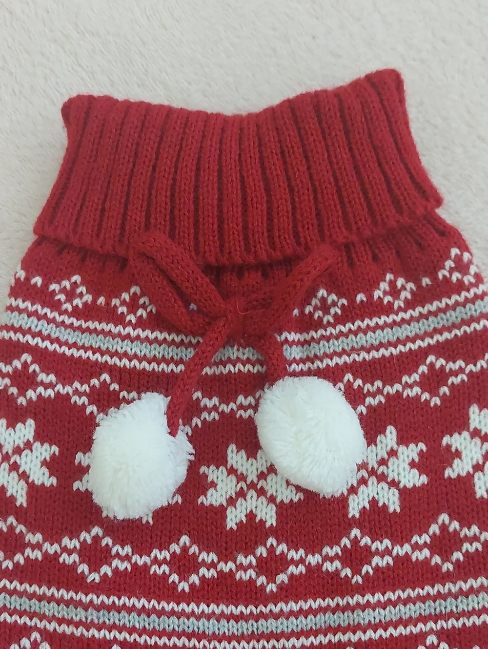 FOREVER FRIENDS Snowflake Pattern Dog Knit Sweater with Pom-Poms NWOT